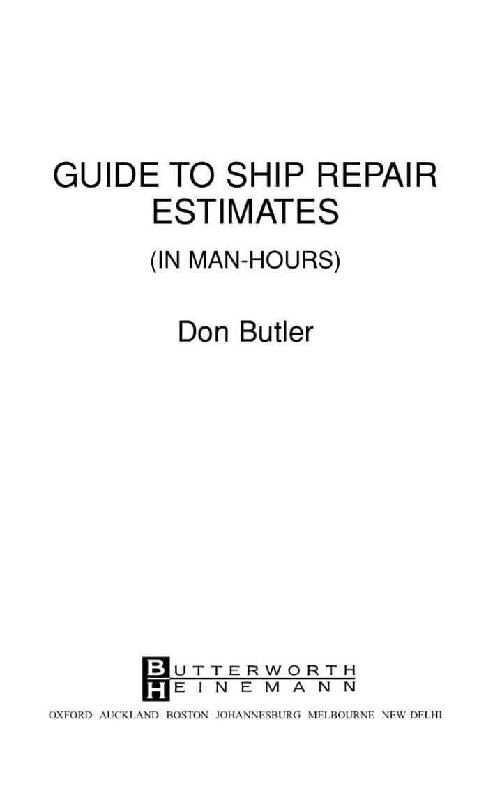 A Guide to Ship Repair Estimates in Man Hours eBook