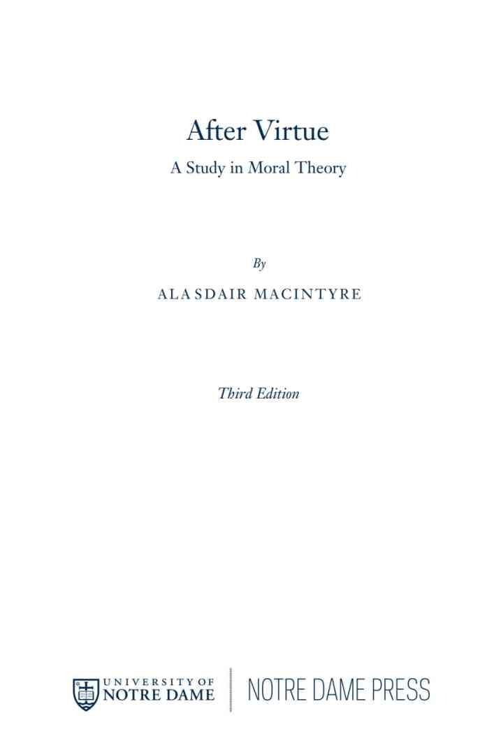 After Virtue, A Study in Moral Theory, Third Edition eBook