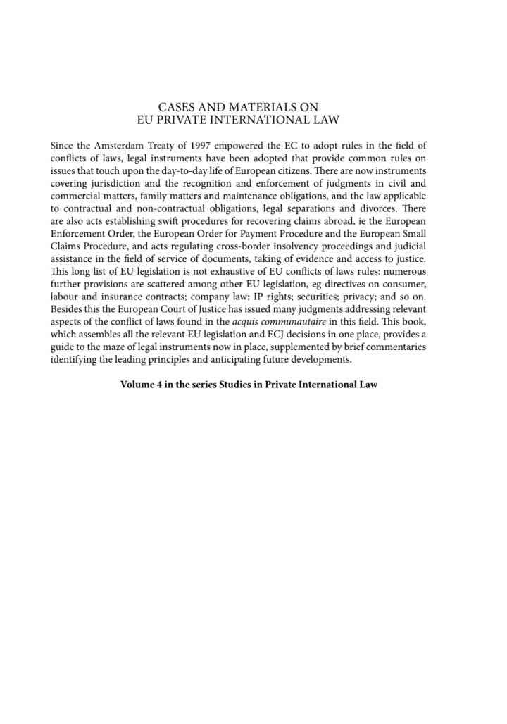 Cases and Materials on EU Private International Law: Globalisation of Intellectual Property Rights and Access to Medicines eBook