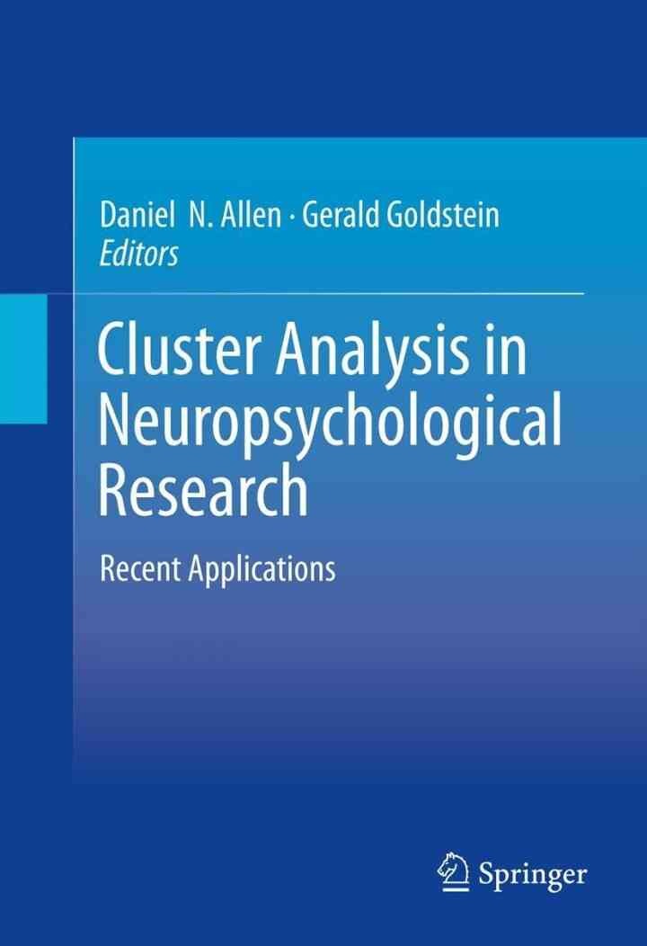 Cluster Analysis in Neuropsychological Research: Recent Applications eBook
