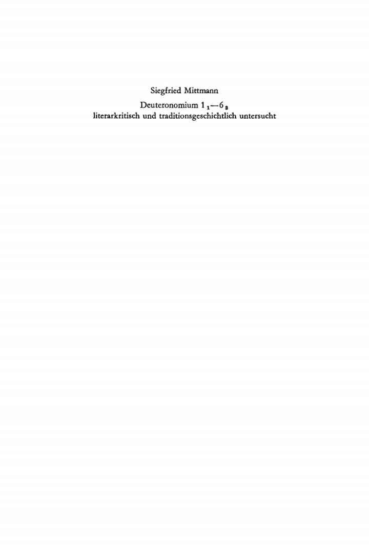 Deuteronomium 1,1–6,3 literarkritisch und traditionsgeschichtlich untersucht, 1st Edition eBook