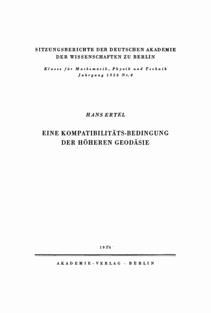 Eine Kompatibilitäts-Bedingung der höheren Geodäsie, 1st Edition eBook