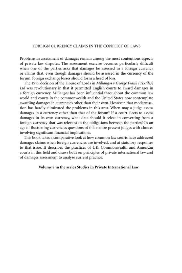 Foreign Currency Claims in the Conflict of Laws: The Law Applying to Nuclear Installations and Radioactive Substances in its Historic Context eBook