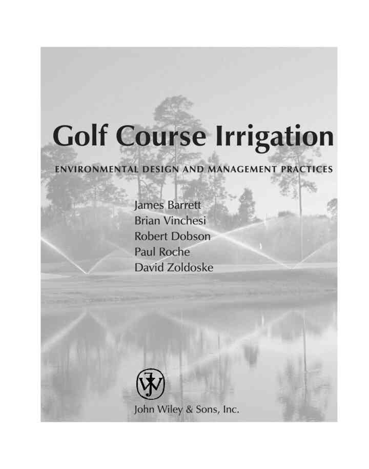 Golf Course Irrigation: Environmental Design and Management Practices: Environmental Design and Management Practices, 1st Edition eBook