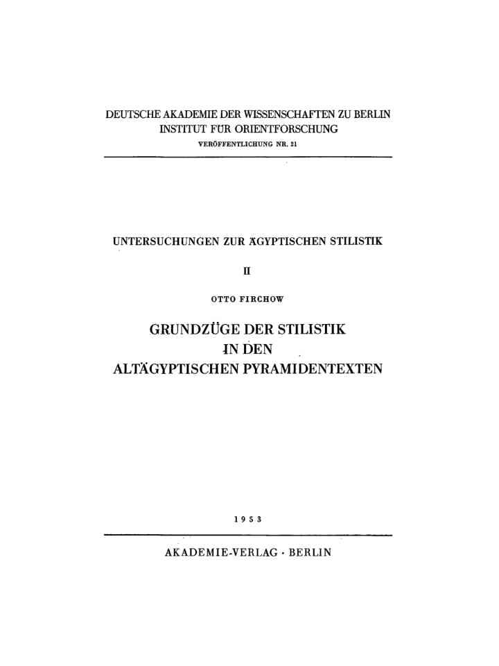Grundzüge der Stilistik in den altaegyptischen Pyramidentexten, 1st Edition eBook