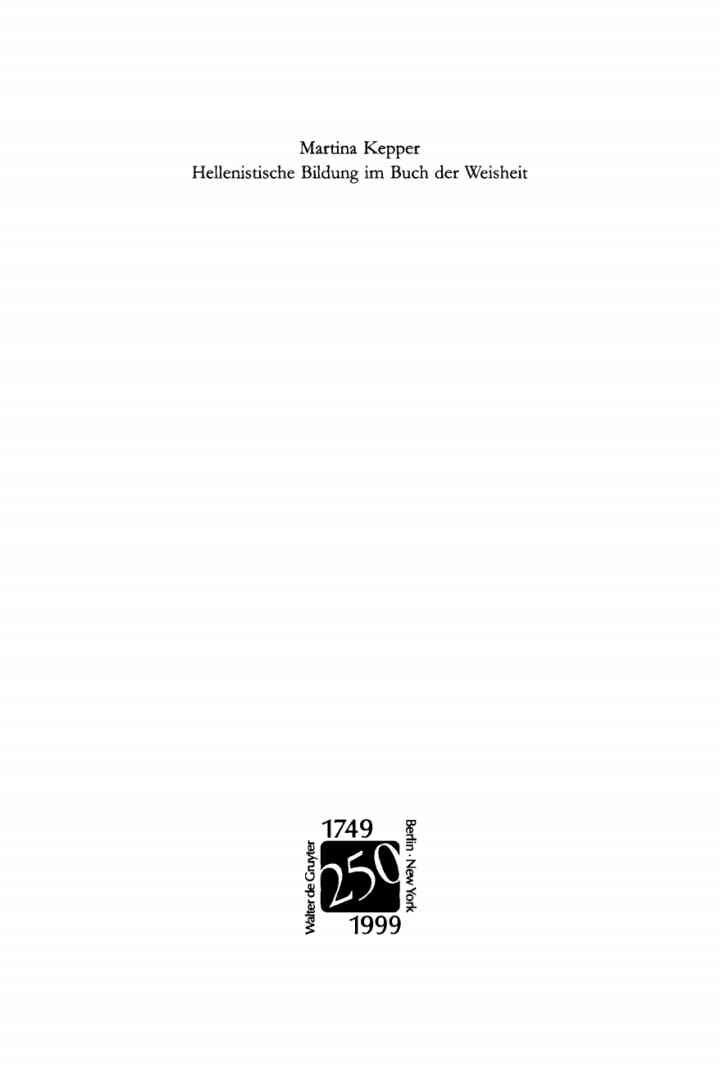 Hellenistische Bildung im Buch der Weisheit: Studien zur Sprachgestalt und Theologie der Sapientia Salomonis, 1st Edition eBook