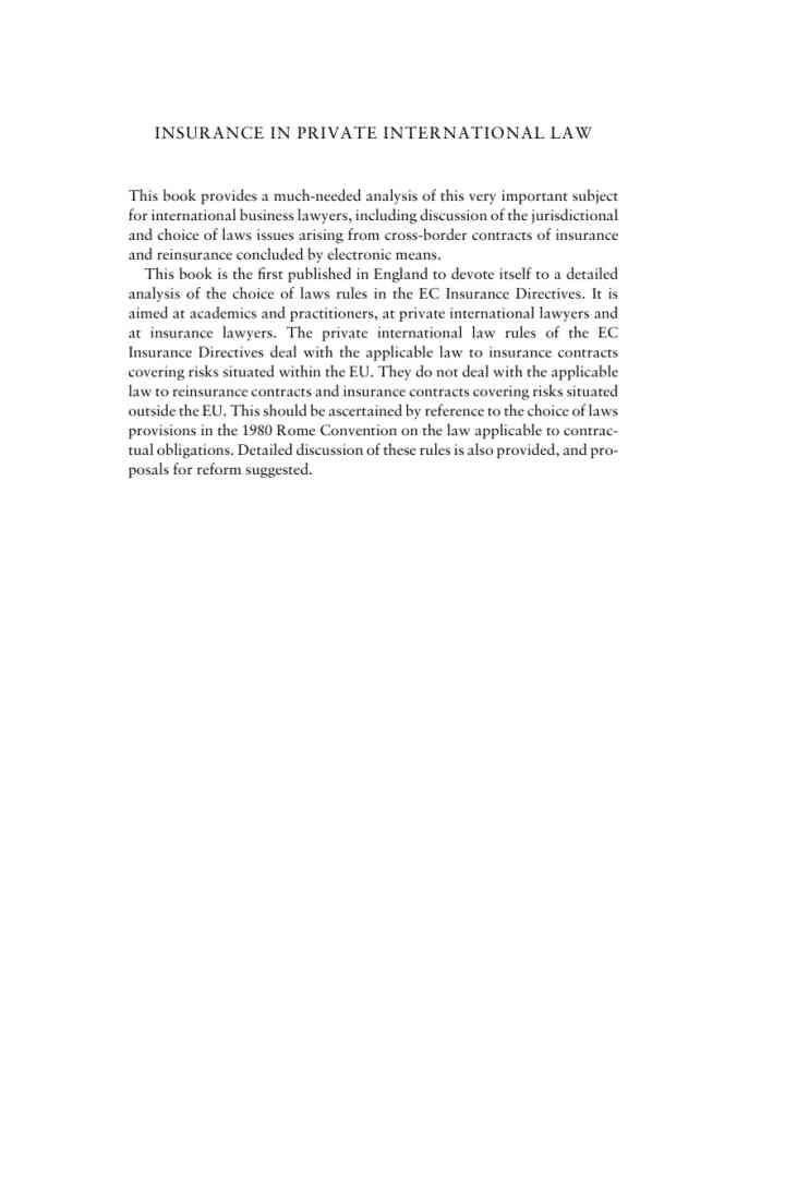 Insurance in Private International Law: A European Perspective eBook