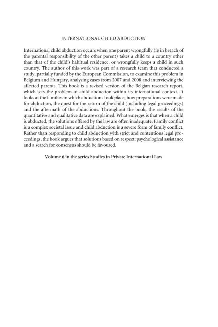 International Child Abduction: The Inadequacies of the Law eBook
