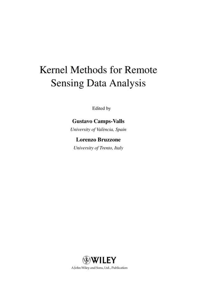 Kernel Methods for Remote Sensing Data Analysis, 1st Edition eBook
