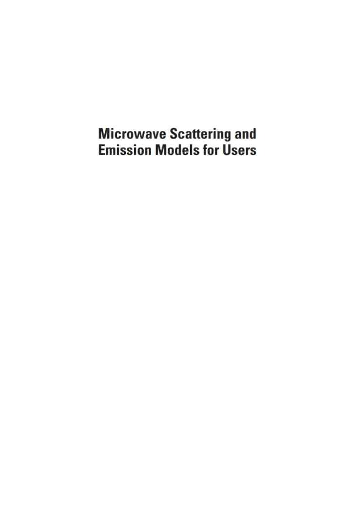 Microwave Scattering and Emission Models for Users, 1st Edition eBook