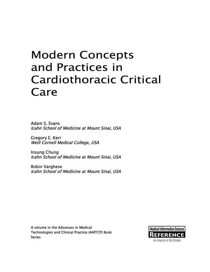 Modern Concepts and Practices in Cardiothoracic Critical Care eBook