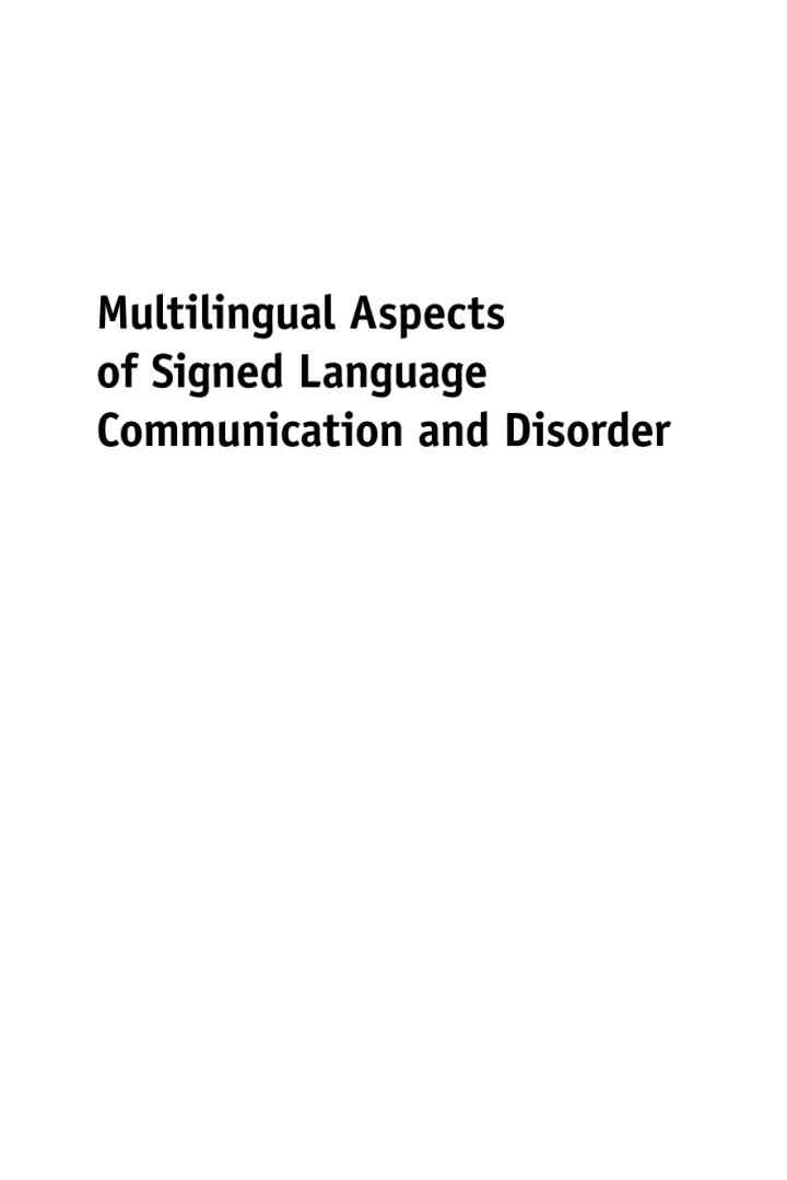 Multilingual Aspects of Signed Language Communication and Disorder eBook