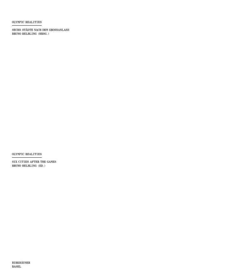 Olympic Realities: Sechs Städte nach dem Großanlass / Six Cities after the Games, 1st Edition eBook