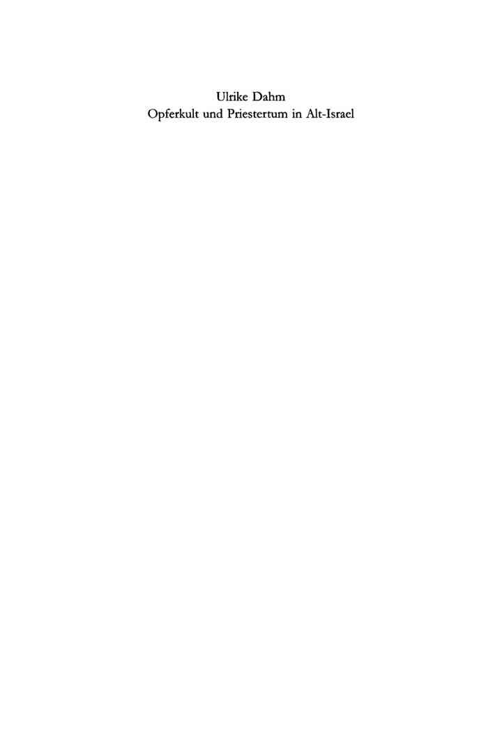 Opferkult und Priestertum in Alt-Israel: Ein kultur- und religionswissenschaftlicher Beitrag, 1st Edition eBook