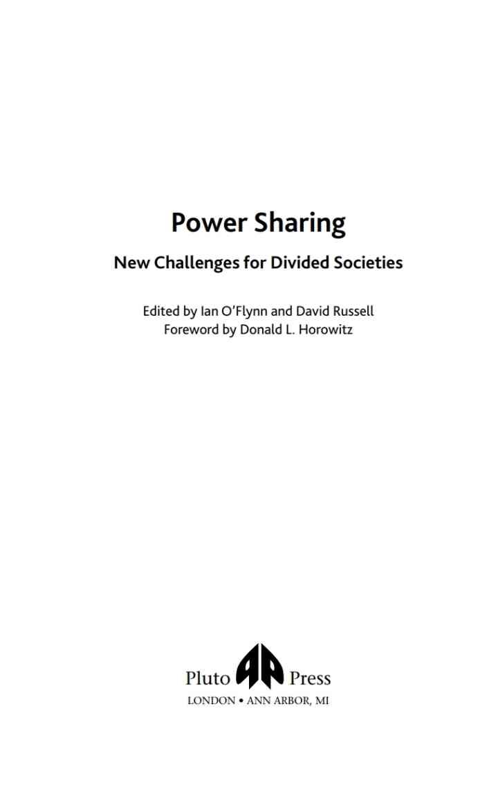 Power Sharing: New Challenges For Divided Societies eBook
