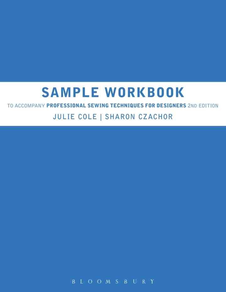 Sample Workbook to Accompany Professional Sewing Techniques for Designers eBook