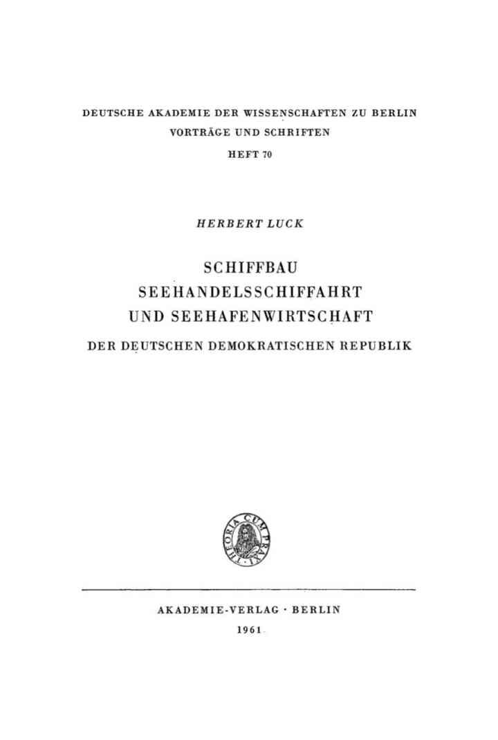 Schiffbau Seehandelsschiffahrt und Seehafenwirtschaft der Deutschen Demokratischen Republik eBook