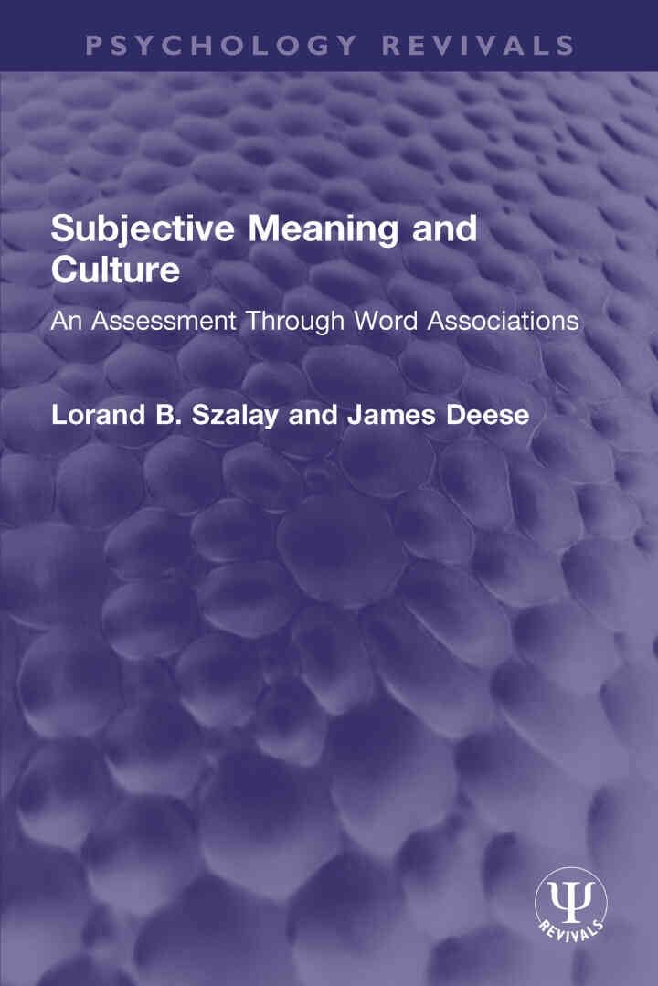 Subjective Meaning and Culture: An Assessment Through Word Associations eBook