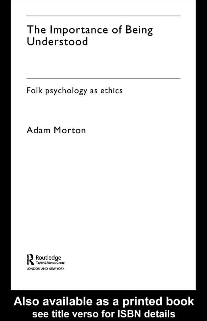 The Importance of Being Understood: Folk Psychology as Ethics, 1st Edition eBook