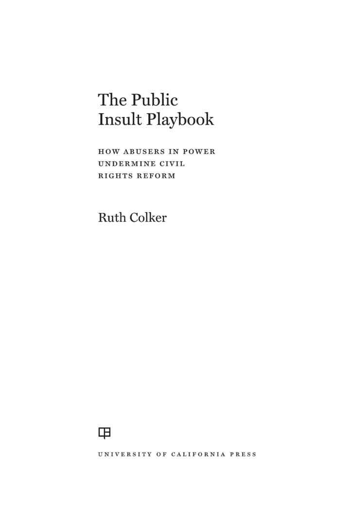 The Public Insult Playbook: How Abusers in Power Undermine Civil Rights Reform eBook