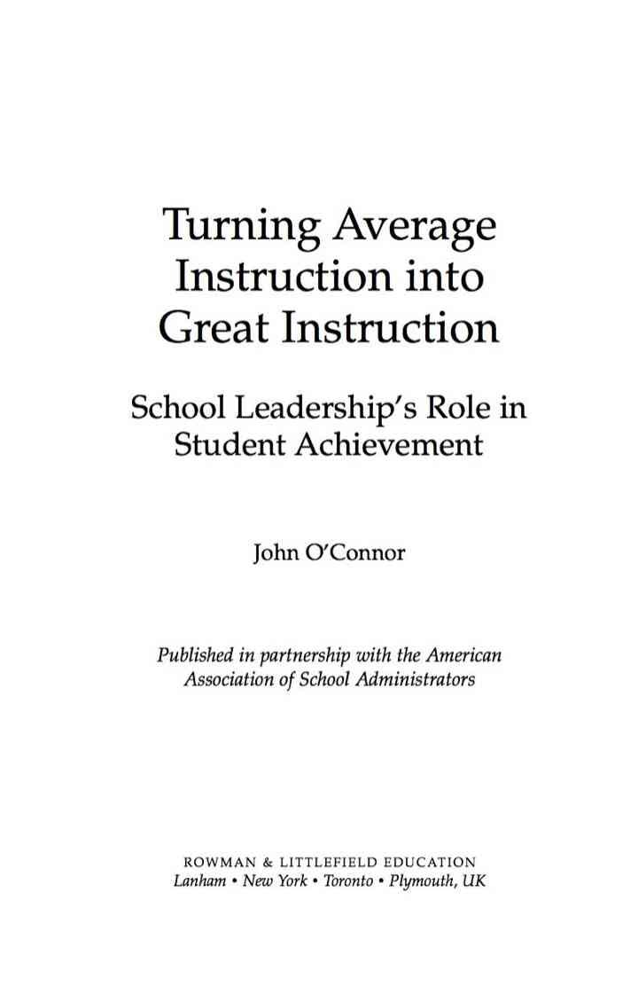 Turning Average Instruction into Great Instruction: School Leadership's Role in Student Achievement eBook