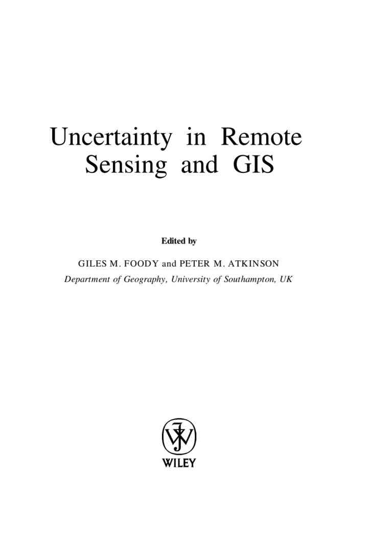 Uncertainty in Remote Sensing and GIS, 1st Edition eBook