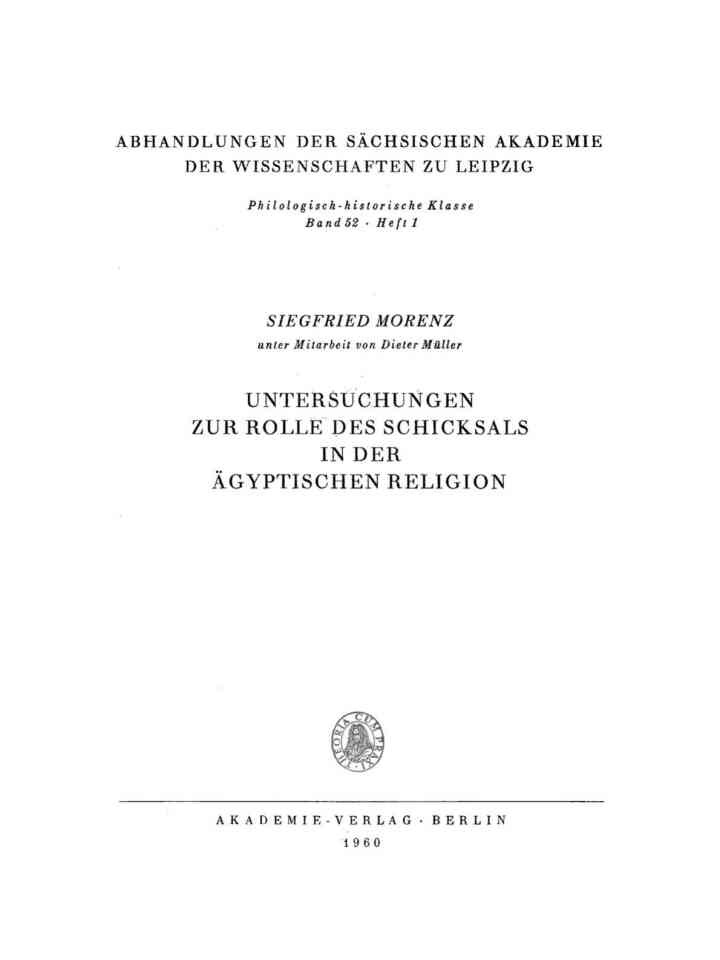Untersuchungen zur Rolle des Schicksals in der ägyptischen Religion, 1st Edition eBook