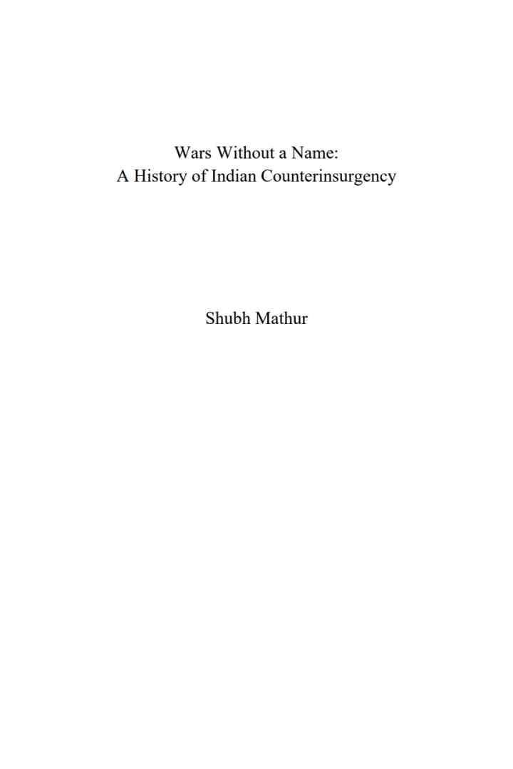 Wars Without a Name: A History of Indian Counterinsurgency eBook
