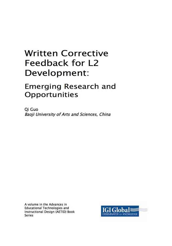 Written Corrective Feedback for L2 Development eBook