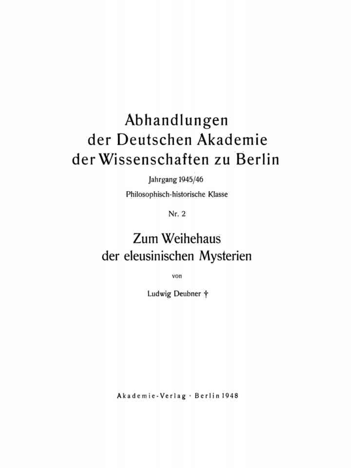 Zum Weihehaus der eleusinischen Mysterien, 1st Edition eBook